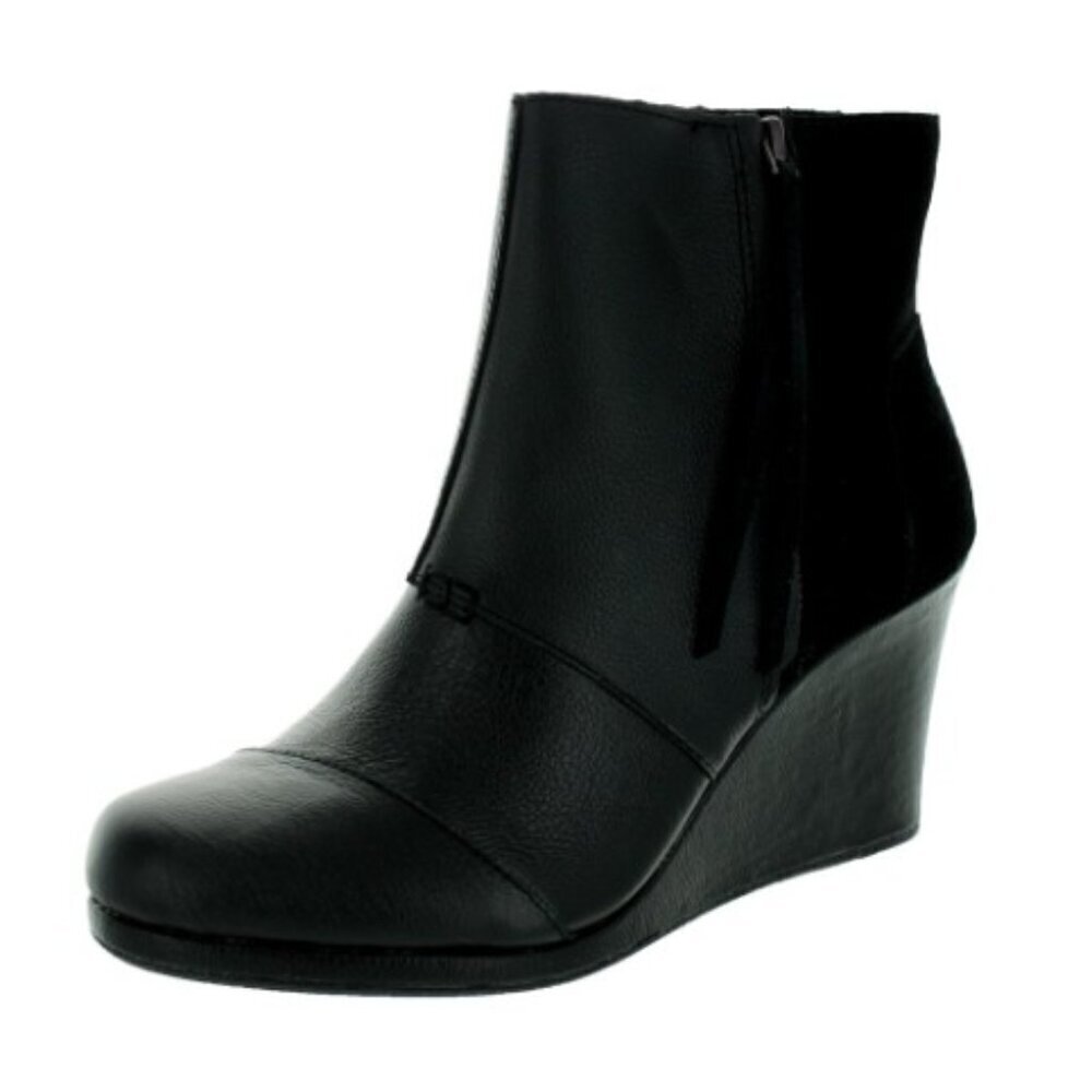 TOMS Desert High Wedge Suede & Leather Bootie